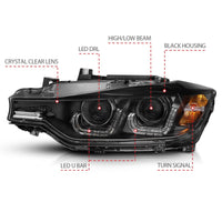 Thumbnail for ANZO 2012-2015 BMW 3 Series Projector Headlights w/ U-Bar Black