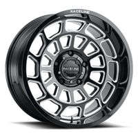 Thumbnail for Raceline 955M Warp 20x9in / 8x180 BP / 18mm Offset / 124.2mm Bore - Satin Black & Milled Wheel
