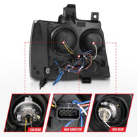 Thumbnail for ANZO 2007-2013 Chevrolet Avalanche Projector Headlights w/ Halo Black (CCFL)
