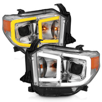 Thumbnail for ANZO 14-17 Toyota Tundra Plank Style Projector Headlights Chrome w/ Amber