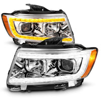 Thumbnail for ANZO 11-13 Jeep Grand Cherokee (Factory Halogen Only) Projector Headlights w/Light Bar Swchbk Chrome