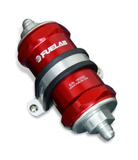 Thumbnail for Fuelab 848 In-Line Fuel Filter Standard -6AN In/Out 100 Micron Stainless w/Check Valve - Red