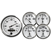 Thumbnail for Autometer Old Tyme White II 5 Piece Kit (Elec Speed/Oil Press/Water Temp/Volt/Fuel Level)