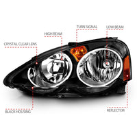 Thumbnail for ANZO 2002-2004 Acura Rsx Crystal Headlights Black