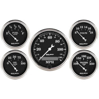 Thumbnail for AutoMeter Gauge Kit 5 Pc. 3-1/8in. & 2-1/16in. Elec. Speedometer Old Tyme Black