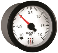 Thumbnail for Autometer Stack 52mm -1 to +2 Bar (Incl T-Fitting) Pro Stepper Motor Boost Pressure Gauge - White