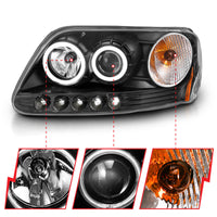 Thumbnail for ANZO 1997-2003 Ford F-150 Projector Headlights w/ Halo Black (CCFL)