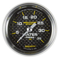 Thumbnail for Autometer Marine Carbon Fiber 2-1/16in 35 PSI Mechanical Water Pressure Gauge