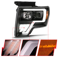 Thumbnail for ANZO 2009-2013 Ford F-150 Projector Light Bar G4 Switchback H.L.Black Amber