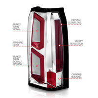 Thumbnail for ANZO 2015-2020 Chevrolet Tahoe LED Tail Lights w/ Light Bar Chrome Housing Clear Lens