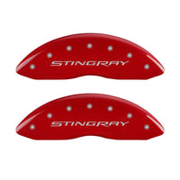 Thumbnail for MGP 4 Caliper Covers Engraved Front & Rear Stingray Red finish silver ch