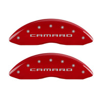 Thumbnail for MGP 4 Caliper Covers Engraved Front Gen 5/Camaro Engraved Rear Gen 5/SS Red finish silver ch