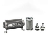 Thumbnail for DeatschWerks Stainless Steel 3/8in 10 Micron Universal Inline Fuel Filter Housing Kit (110mm)