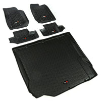 Thumbnail for Rugged Ridge Floor Liner Front/Rear/Cargo Black 2007-2010 Jeep Wrangler JK 2 Dr
