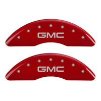 Thumbnail for MGP 4 Caliper Covers Engraved Front & Rear GMC Red finish silver ch