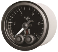 Thumbnail for Autometer Stack 52mm 0-15 PSI 1/8in NPTF Male Pro-Control Fuel Pressure Gauge - Black