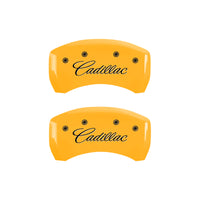 Thumbnail for MGP 4 Caliper Covers Engraved F & R Cursive/Cadillac Yellow Finish Black Char 2017 Cadillac CT6