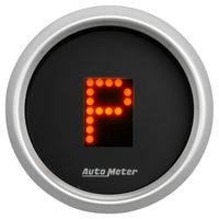 Thumbnail for AutoMeter Gauge Gear Pos 2-1/16in. Incl Indicators Black Dial Red Led Silver Bezel