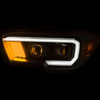 Thumbnail for ANZO 2016-2017 Toyota Tacoma Projector Headlights w/ Plank Style Black w/ Amber