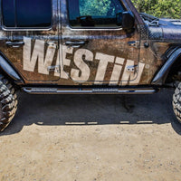 Thumbnail for Westin 18-23 Jeep Wrangler JL Unlimited 4dr Rock Slider - Textured Black