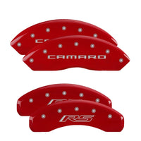 Thumbnail for MGP 4 Caliper Covers Engraved Front Gen 5/Camaro Engraved Rear Gen 5/RS Red finish silver ch