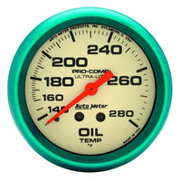 Thumbnail for Autometer Ultra-Nite 66.7mm 140-280 Deg. F Mechanical Glow In The Dark Oil Temp Gauge
