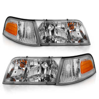 Thumbnail for ANZO 1998-2005 Ford Crown Victoria Crystal Headlight Chrome With Bumper Light (OE)