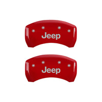 Thumbnail for MGP 4 Caliper Covers Engraved Front & Rear JEEP Red finish silver ch