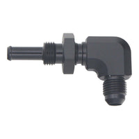 Thumbnail for DeatschWerks 6AN Male Flare to 5/16in Male Barb Bulkhead Adapter 90-Degree - Anodized Matte Black
