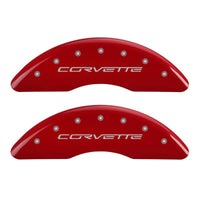 Thumbnail for MGP 4 Caliper Covers Engraved Front & Rear C6/Corvette Red finish silver ch