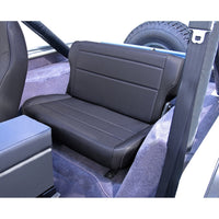 Thumbnail for Rugged Ridge Fold&Tumble Rear Seat Black Denim 76-95 Jeep CJ / Jeep Wrangler