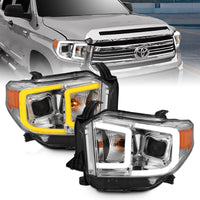 Thumbnail for ANZO 14-17 Toyota Tundra Plank Style Projector Headlights Chrome w/ Amber