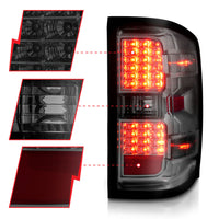 Thumbnail for ANZO 15-19 Chevy Silverado 2500HD/3500HD (Factory Halogen Only) LED Tail Lights Smoke w/Clear Lens