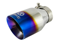 Thumbnail for aFe Takeda 304 Stainless Steel Clamp-On Exhaust Tip 2.5in Inlet / 4in Outlet - Blue Flame