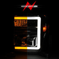 Thumbnail for ANZO 08-10 Ford F-250 - F-550 Super Duty Projector Headlights w/ Light Bar Switchback Chrome Housing