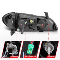 Thumbnail for ANZO 2000-2004 Infiniti I30 Projector Headlights w/ Halo Black