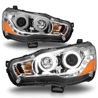 Thumbnail for ANZO 2008-2015 Mitsubishi Lancer Projector Headlights w/ Halo Chrome (CCFL)