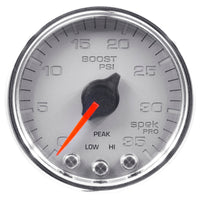 Thumbnail for Autometer Spek-Pro Gauge Boost 2 1/16in 35psi Stepper Motor W/Peak & Warn Silver/Chrome
