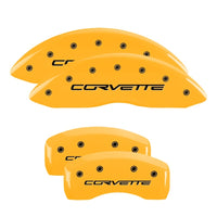 Thumbnail for MGP 4 Caliper Covers Engraved Front & Rear C6/Corvette Yellow finish black ch