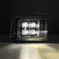 Thumbnail for AlphaRex 05-07 Ford F250/350/450/550 Super Duty NOVA LED Proj HL Blk w/Actv Light & Seq Sig + SB DRL