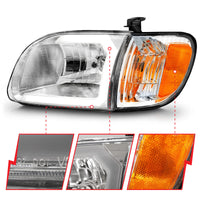 Thumbnail for ANZO 00-04 Toyota Tundra (Reg/Acc Cab Only) Crystal Headlights w/Lgt Bar Chrome w/Corner Lights 2pc
