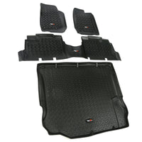 Thumbnail for Rugged Ridge Floor Liner Front/Rear/Cargo Black 2011-2018 Jeep Wrangler Unlimited JK 4 Dr