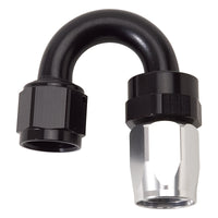 Thumbnail for Russell Performance -8 AN Black/Silver 180 Degree Tight Radius Full Flow Swivel Hose End