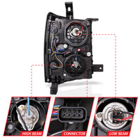 Thumbnail for ANZO 14-15 Chevrolet Silverado 1500 Projector Headlights w/ Plank Style Switchback Black w/ Amber