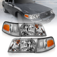 Thumbnail for ANZO 1998-2005 Ford Crown Victoria Crystal Headlight Chrome With Bumper Light (OE)