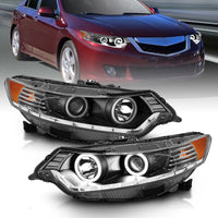 Thumbnail for ANZO 2009-2012 Acura Tsx Projector Headlights w/ Halo Black (CCFL) (HID Compatible)