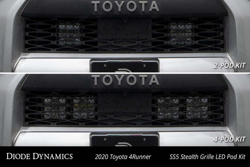 Diode Dynamics 14-23 Toyota 4Runner SS5 Stealth Grille LED 2-Pod Kit - Pro White Combo