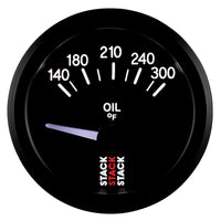 Thumbnail for Autometer Stack 52mm 140-300 Deg F 1/8in NPTF Electric Oil Temp Gauge - Black