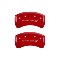 Thumbnail for MGP 4 Caliper Covers Engraved Front & Rear With stripes/Dodge Red finish silver ch