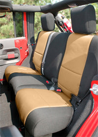 Thumbnail for Rugged Ridge Seat Cover Kit Black/Tan 11-18 Jeep Wrangler JK 4dr
